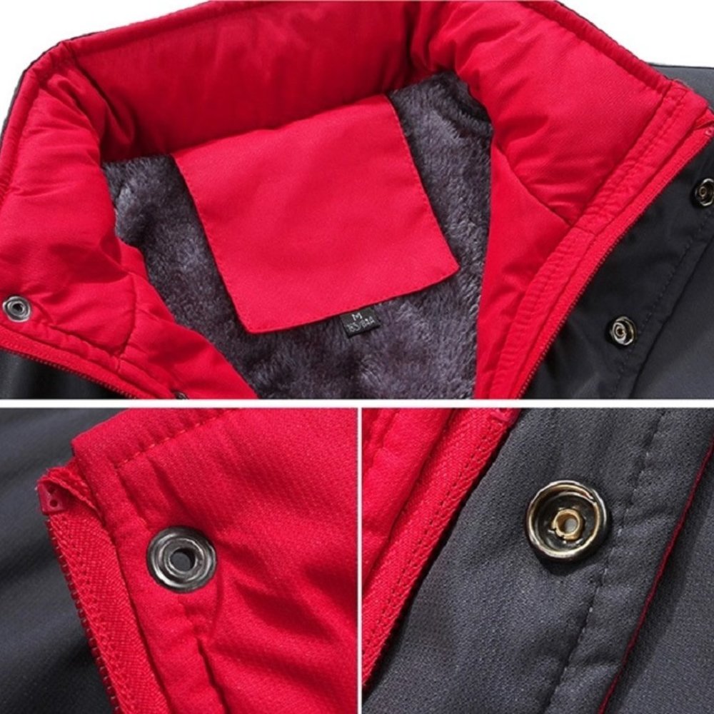 Ski Jacket Waterproof Windproof Snow Jacket Hooded Mens Womens Red & Gray - Picture 11 of 14